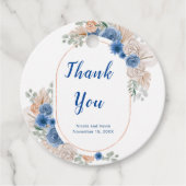 Boho Blauwe Pampasgras Bruiloft Bedankjes Labels (Voorkant)