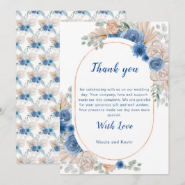 Boho Blauwe Pampasgras Trouw Dank Je Bedankkaart