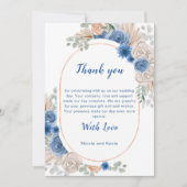 Boho Blauwe Pampasgras Trouw Dankjewel Bedankkaart (Voorkant)