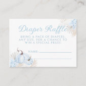 Boho Blauwe Pompoen Herfst Baby shower Luier Raffl Informatiekaartje (Voorkant)