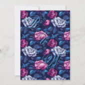Boho Blauwe Roze Pioen Bloem Bruiloft  Kaart (Achterkant)