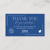 Boho blauwe script bestelling dank u visitekaartje (Voorkant)