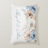 Boho Blauwe Stof Blauwe Boheemse Bloem Bruiloft De Accent Kussen (Voorkant(Verticaal))