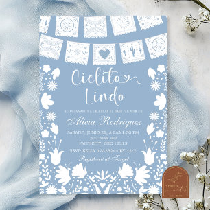 Boho Blauwe Talavera Mexicaanse Baby Shower Kaart