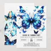 Boho blauwe vlinder jongen verjaardag kaart (Voorkant / Achterkant)