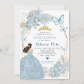 Boho blauwe vlinder Mexicaanse prinses quinceañera Kaart (Voorkant)