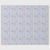 Boho blauwe waterverf wilde bloem patronen cadeaupapier (Vlak)