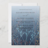 Boho Blauwe Wilde Grassen & Bloemen Bruiloft Kaart (Voorkant)
