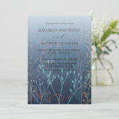 Boho Blauwe Wilde Grassen & Bloemen Bruiloft Kaart (Staand voorkant)