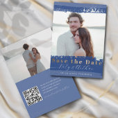 Boho Blauwe, Witte & Gouden Bewaar de Datum Save The Date