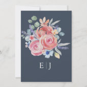 Boho Blauwe & Witte Roos Bloemige Bewaar de Datum Save The Date (Achterkant)