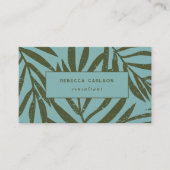 Boho Blauwgroen Abstract Grunge Botanisch Visitekaartje (Voorkant)
