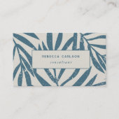 Boho Blauwgroen Beige Abstract Grunge Botanisch Visitekaartje (Voorkant)
