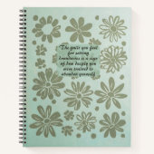 Boho Blauwgroen Blauw Bloemen Stempel Custom Quote Notitieboek (Voorkant)