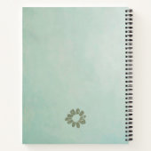 Boho Blauwgroen Blauw Bloemen Stempel Custom Quote Notitieboek (Achterkant)