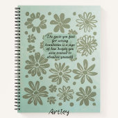 Boho Blauwgroen Blauw Bloemen Stempel Custom Quote Notitieboek