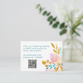 Boho Blauwgroen Blauw Roze Waterverf Floral QR Cod Informatiekaartje (Staand voorkant)