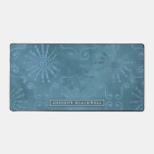 Boho Blauwgroen Blauwe Geometrische Bureaumat en D (Voorkant)