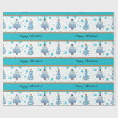 Boho Blauwgroen blauwe kerstboom Cadeaupapier (Vlak)