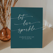 Boho Blauwgroen Blue Sparkler Verstuur Bruiloftsfe Reclamebord Met Voetstuk