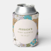 Boho Blauwgroen Bruin Bloemen Schattige Baby showe Blikjeskoeler (Blikje Voorkant)