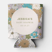 Boho Blauwgroen Bruin Bloemen Schattige Baby showe Blikjeskoeler (Voorkant)