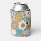 Boho Blauwgroen Bruin Bloemen Schattige Baby showe Blikjeskoeler (Blikje Achterkant)