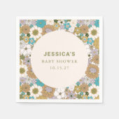 Boho Blauwgroen Bruin Bloemen Schattige Baby showe Servet (Voorkant)