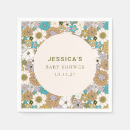 Boho Blauwgroen Bruin Bloemen Schattige Baby showe Servet