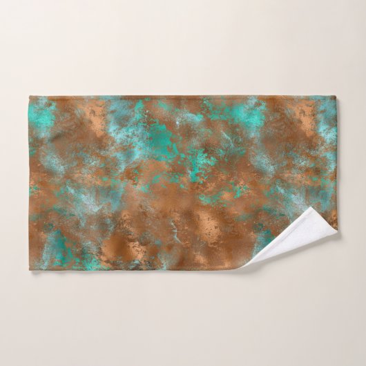 Boho Blauwgroen Copper Grunge Bad Handdoek (Handdoek)