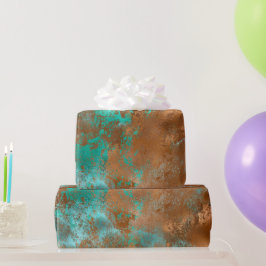 Boho Blauwgroen Copper Grunge Cadeaupapier
