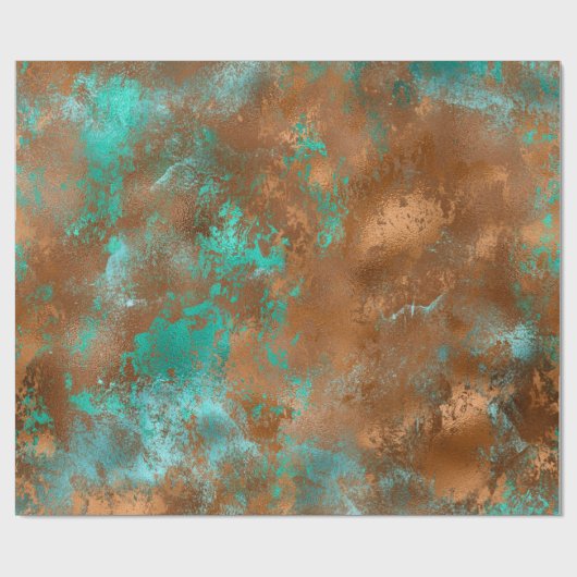 Boho Blauwgroen Copper Grunge Cadeaupapier (Vlak)