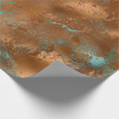 Boho Blauwgroen Copper Grunge Cadeaupapier (Hoek)