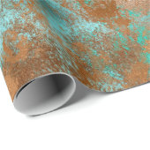 Boho Blauwgroen Copper Grunge Cadeaupapier (Rol Hoek)