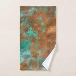 Boho Blauwgroen Copper Grunge Handdoek