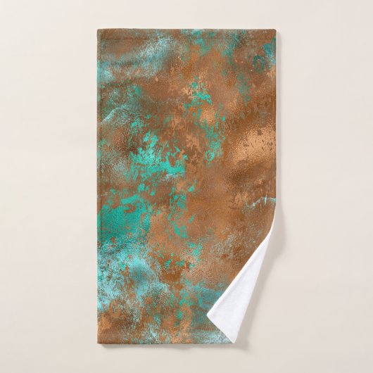 Boho Blauwgroen Copper Grunge Handdoek (Handdoek)