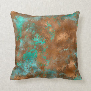 Boho Blauwgroen Copper Grunge Kussen