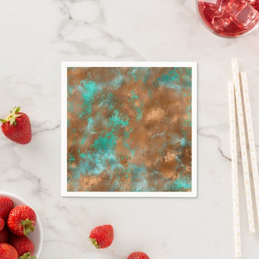 Boho Blauwgroen Copper Grunge Servet (Insitu)