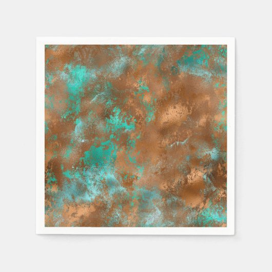 Boho Blauwgroen Copper Grunge Servet (Voorkant)