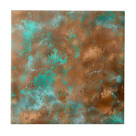 Boho Blauwgroen Copper Grunge Tegeltje