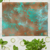 Boho Blauwgroen Copper Grunge Theedoek (Gevouwen)