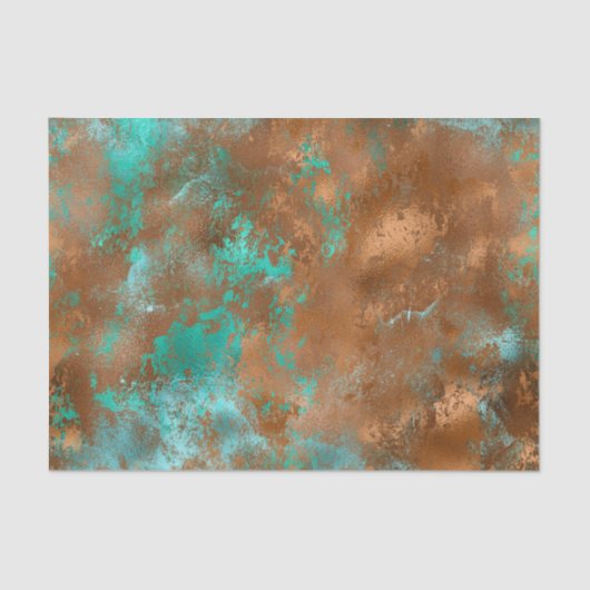 Boho Blauwgroen Copper Grunge Tissuepapier (Voorkant)