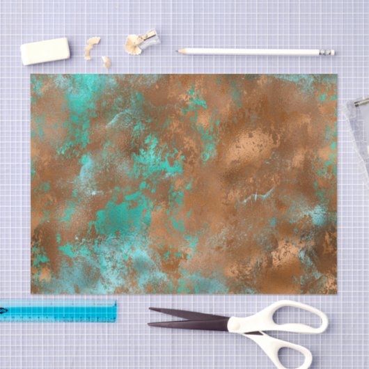 Boho Blauwgroen Copper Grunge Tissuepapier (Craft)