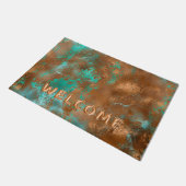 Boho Blauwgroen Copper Grunge Welkom Deurmat (Schuin)