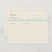 Boho Blauwgroen Diamonds Pattern Simple Recipcard (Voorkant / Achterkant)