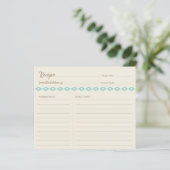 Boho Blauwgroen Diamonds Pattern Simple Recipcard (Staand voorkant)
