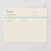 Boho Blauwgroen Diamonds Pattern Simple Recipcard (Voorkant)