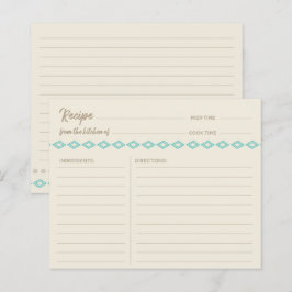 Boho Blauwgroen Diamonds Pattern Simple Recipcard
