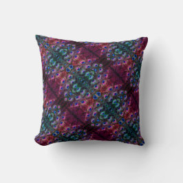 Boho Blauwgroen en Bourgogne Peacock Kaleidoscoop Kussen