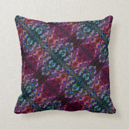 Boho Blauwgroen en Bourgogne Peacock Kaleidoscoop Kussen